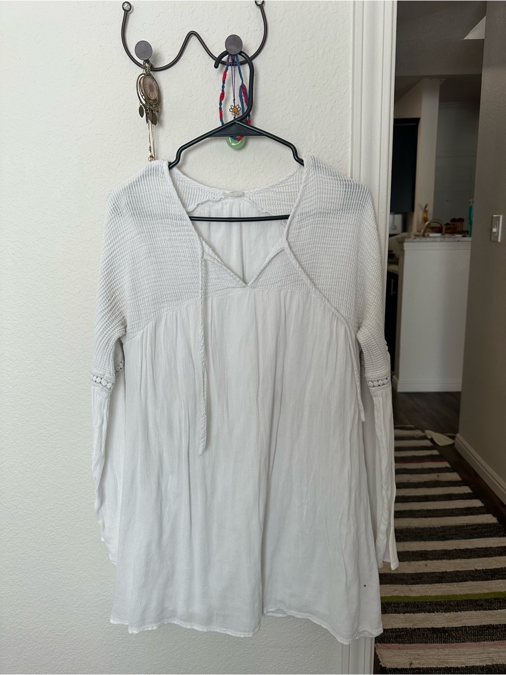 Volcom White Knit-Paneled Mini Dress